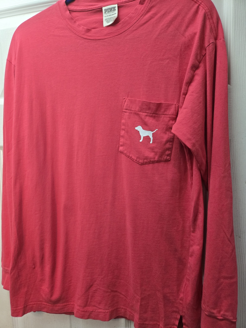 Victoria's Secret PINK Long Sleeve Red Tshirt With Large 86 On The Back